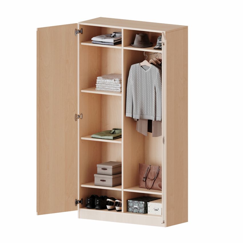 Garderoben-Aktenschrank zweitürig, 5 OH, mit MW, 3 Breiten, 4 Dekore